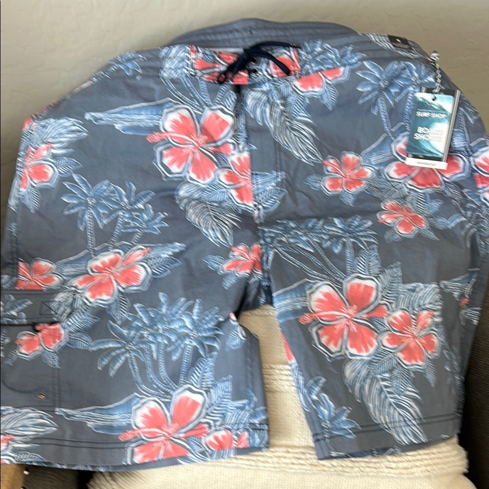 Gray and Red Hybrid Floral Shorts